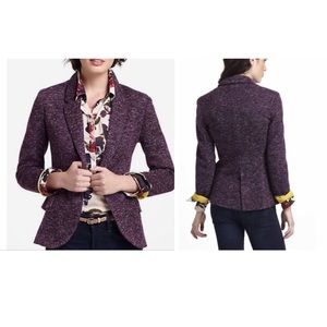Anthropologie Cartonnier Dashes Purple Knit Blazer